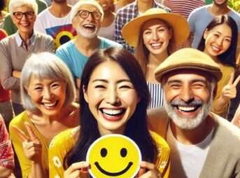 "異なる民族背景を持つ人々が外で明るく笑顔で写っている、多様なグループの写真"