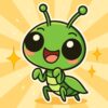 かわいいカマキリのキャラクターイラスト｜笑顔でポーズをとる緑色のカマキリ